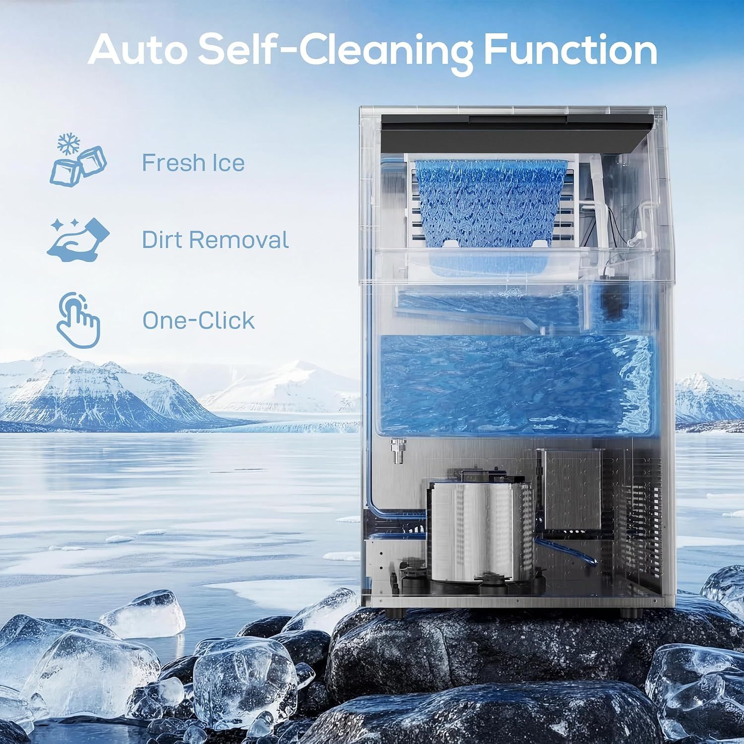 Commercial Ice Maker Machine 36KG/24H Stainless Steel Self Cleaning Ice Maker