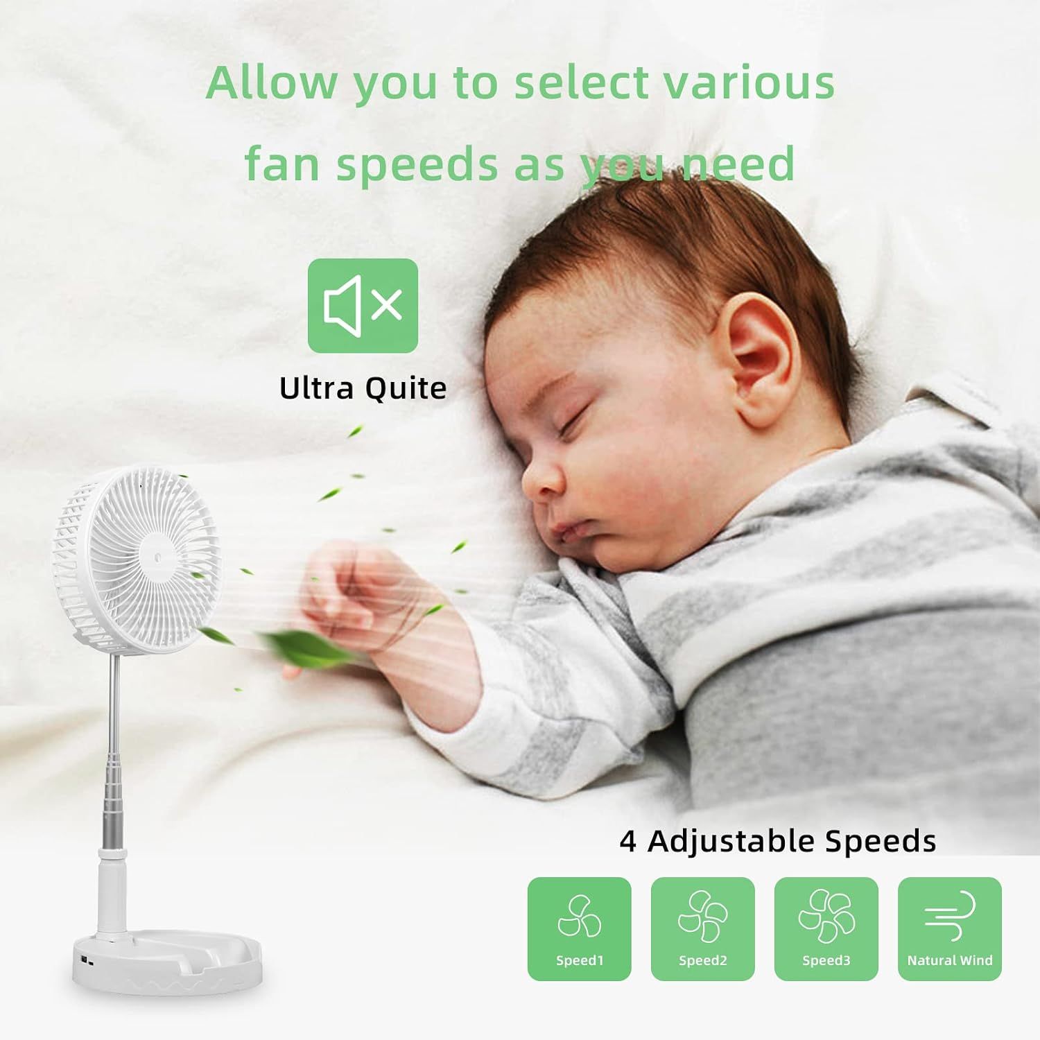 Table Fan Foldable Rechargeable 7200mAh Battery