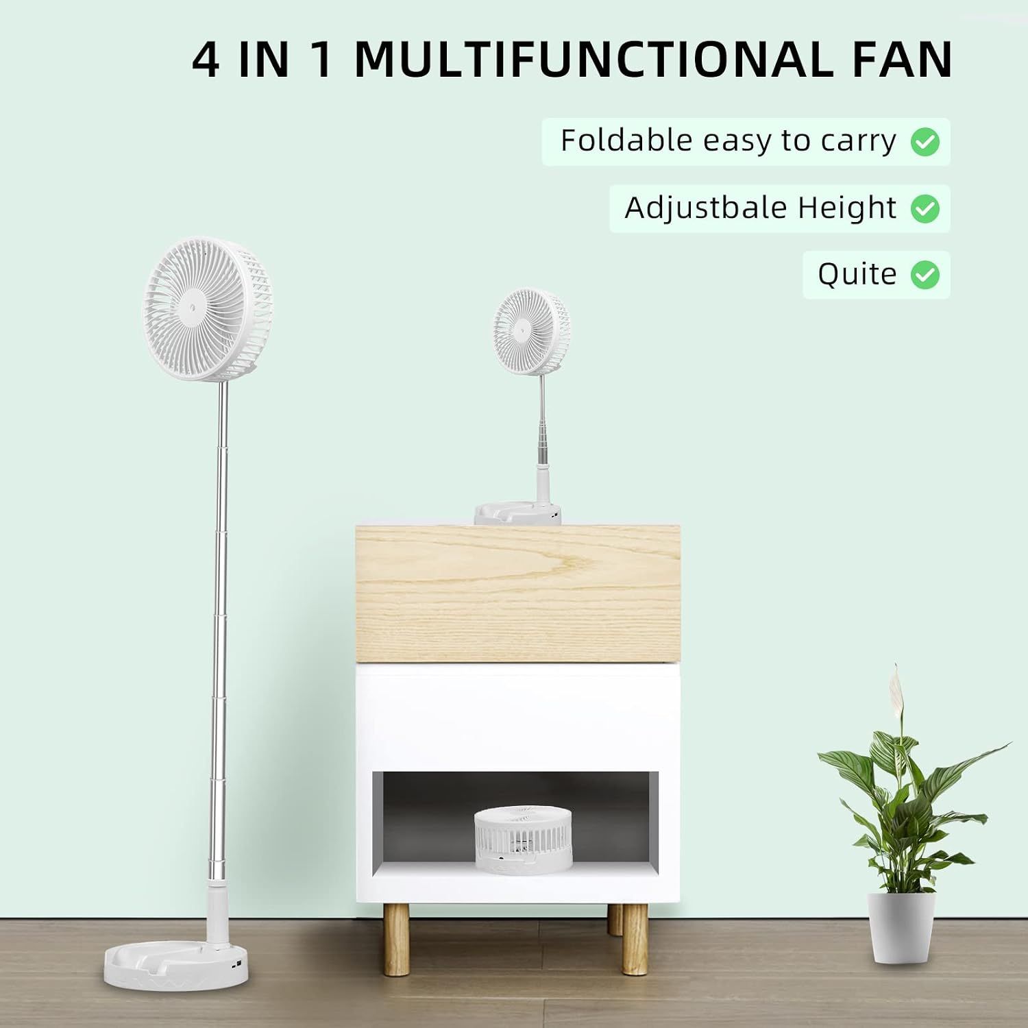 Table Fan Foldable Rechargeable 7200mAh Battery