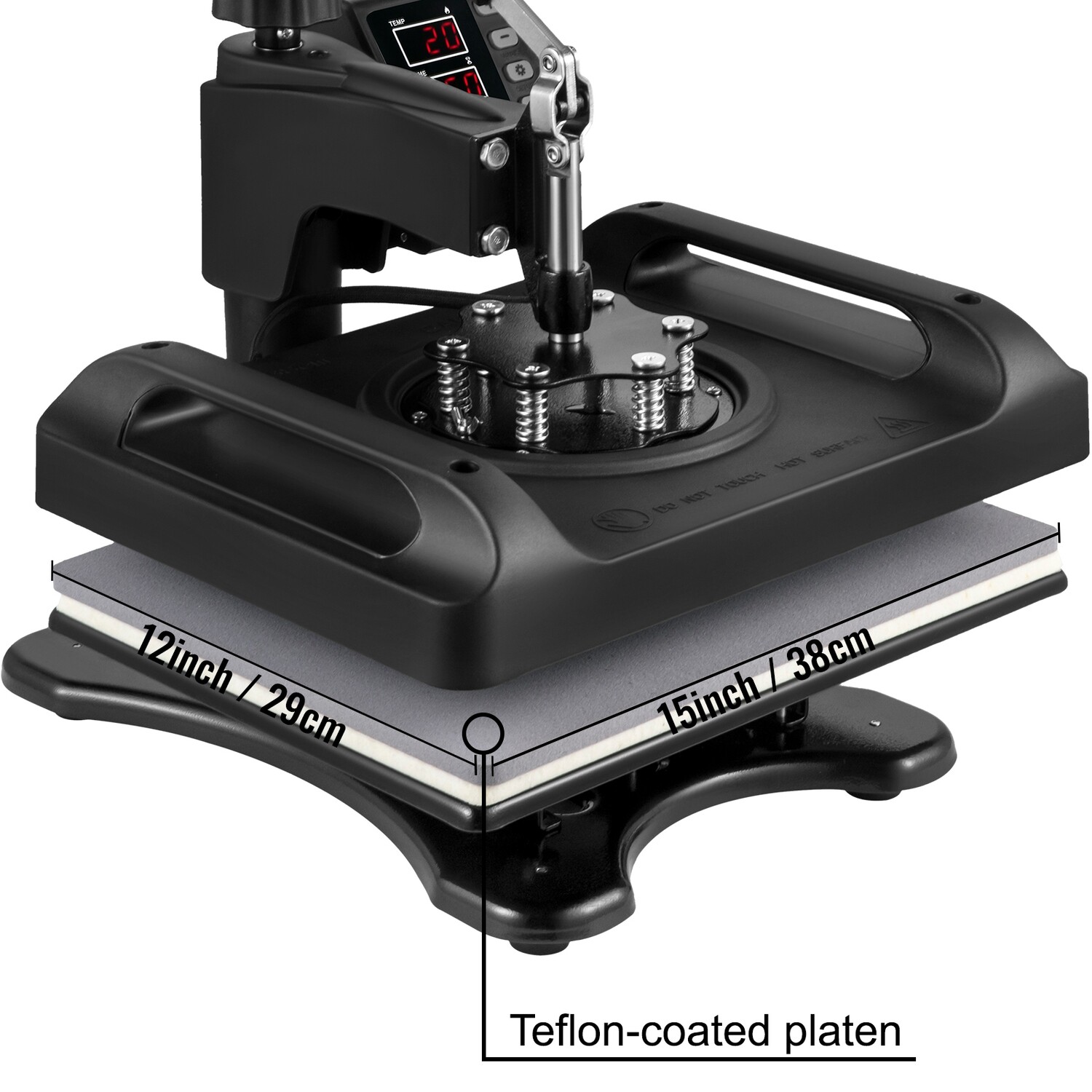 Black Heat Press Machine 12x15 Inch – 5-in-1 Sublimation Press for T-Shirts, Mugs, Hats, and More
