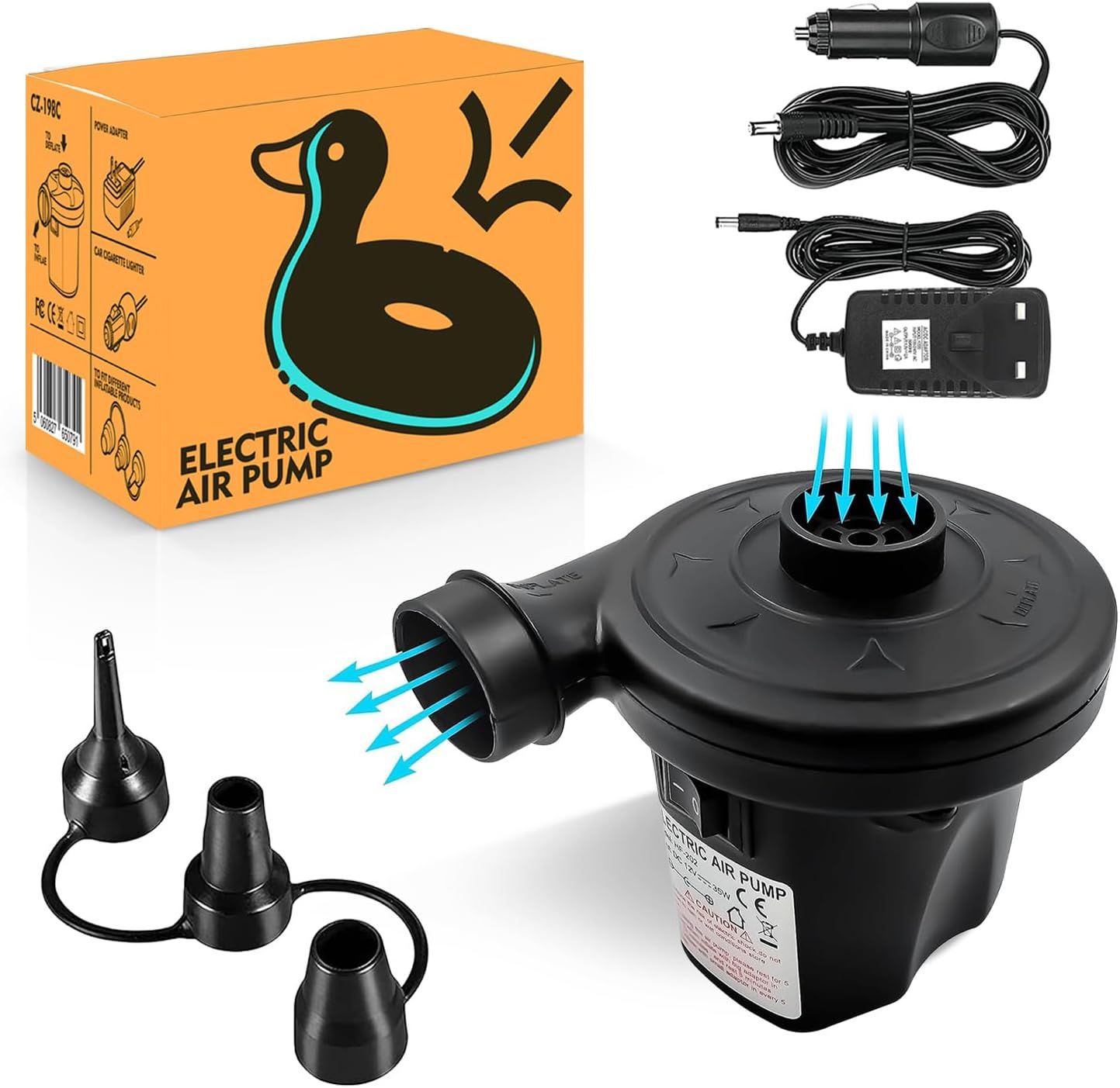 Electric Air Pump Inflator Deflator 12V AC/DC
