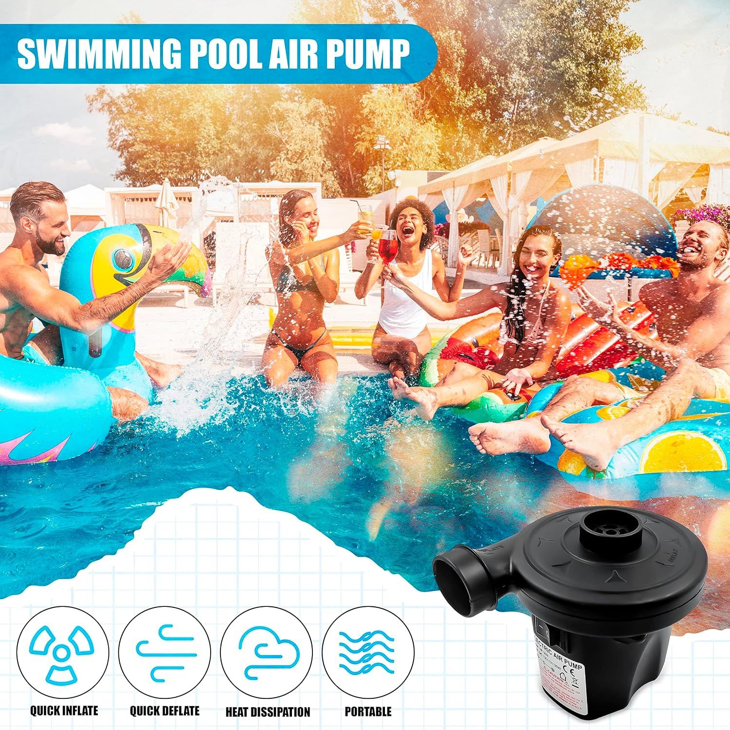 Electric Air Pump Inflator Deflator 12V AC/DC