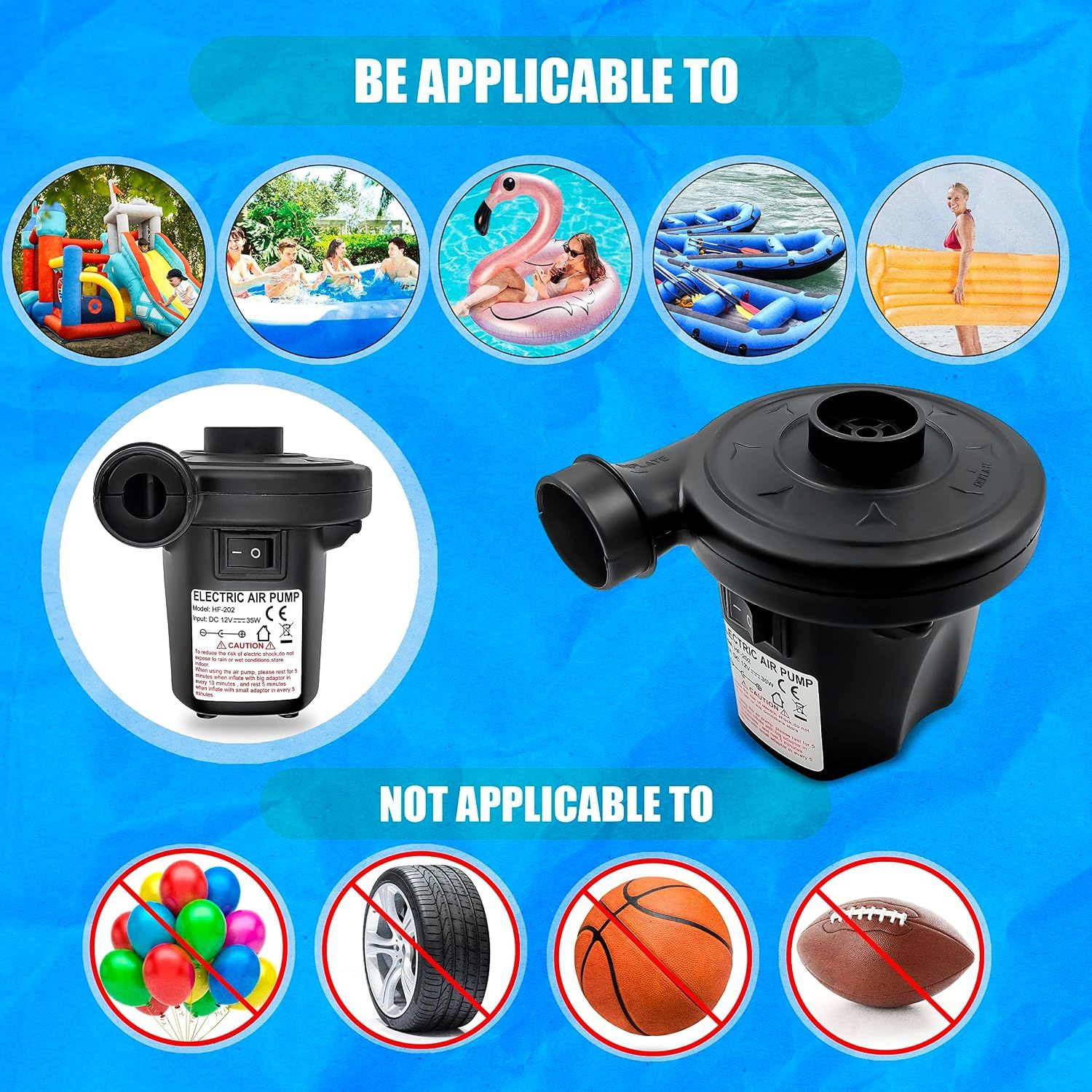 Electric Air Pump Inflator Deflator 12V AC/DC