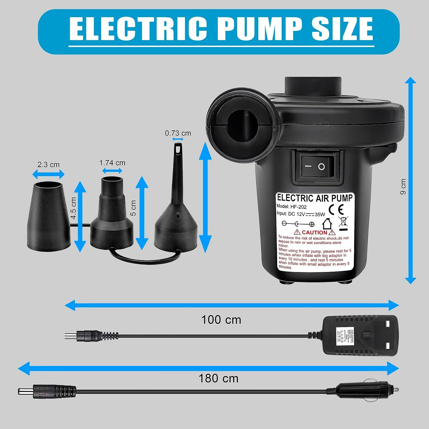 Electric Air Pump Inflator Deflator 12V AC/DC