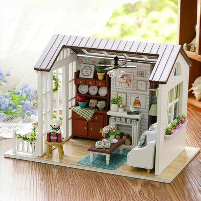 DIY Miniature House Kit with Furniture Retro Decor