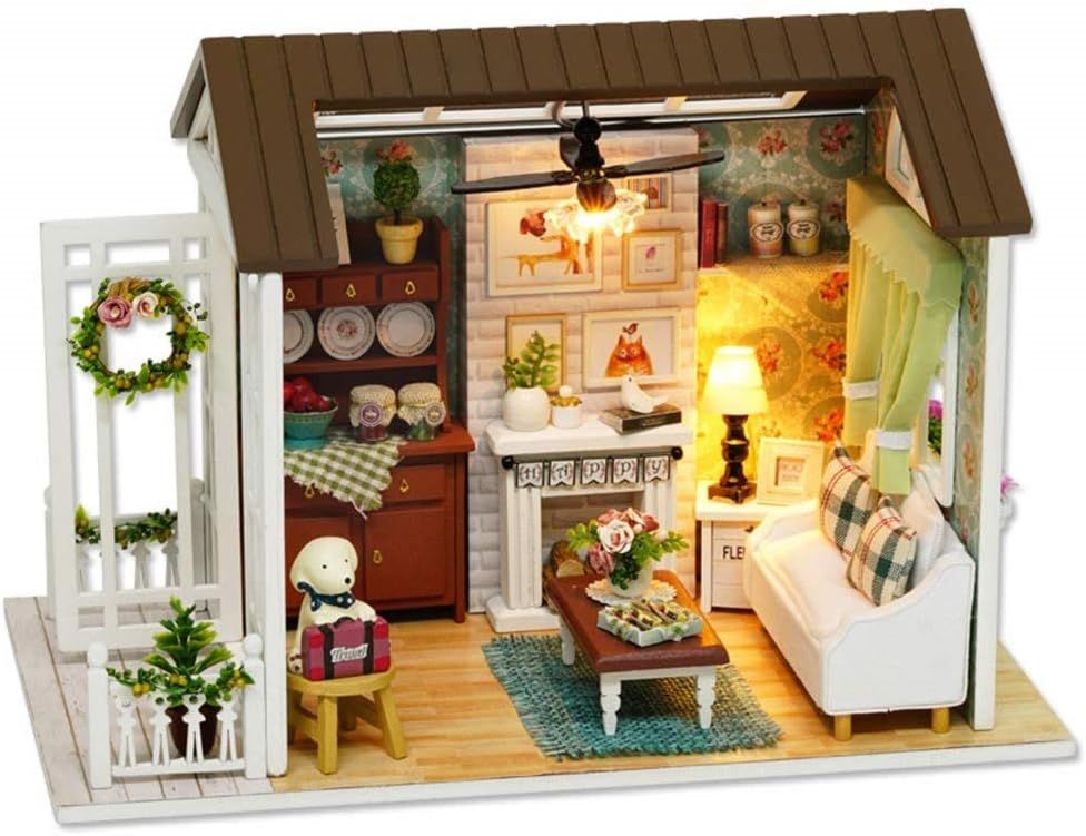 DIY Miniature House Kit with Furniture Retro Decor