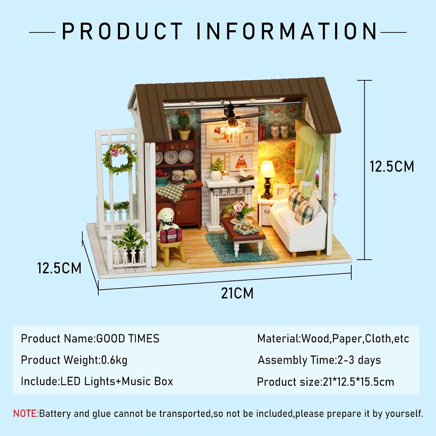 DIY Miniature House Kit with Furniture Retro Decor