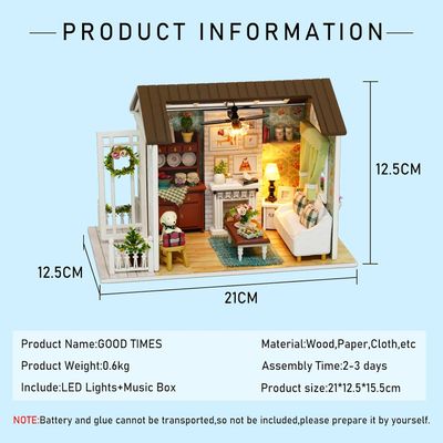 DIY Miniature House Kit with Furniture Retro Decor