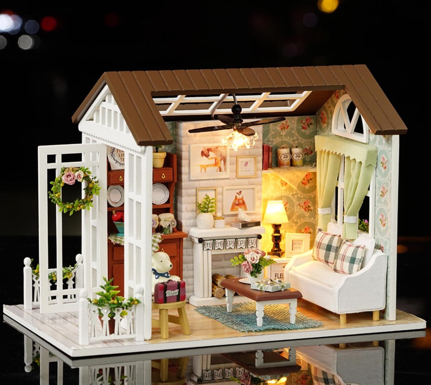 DIY Miniature House Kit with Furniture Retro Decor