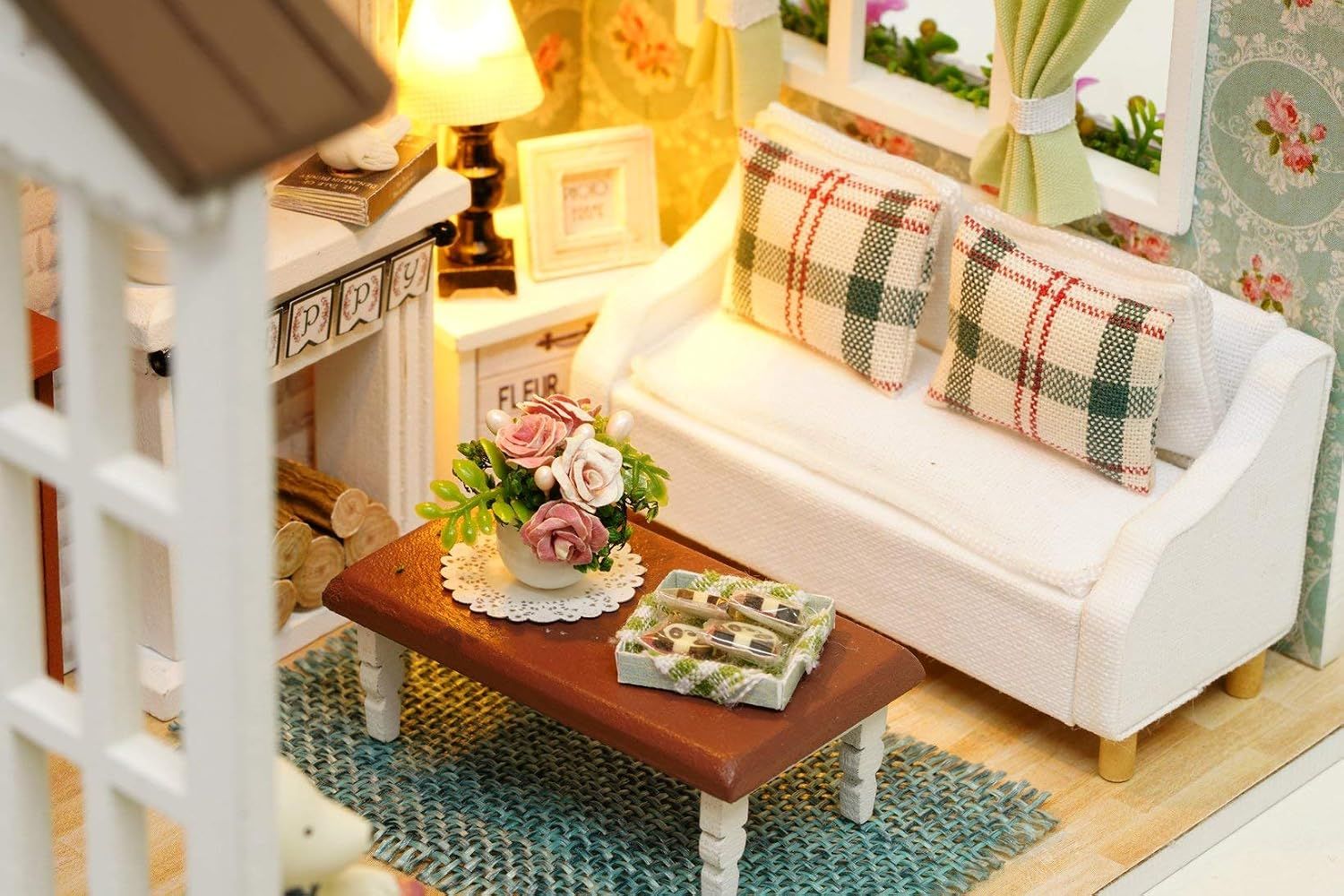 DIY Miniature House Kit with Furniture Retro Decor