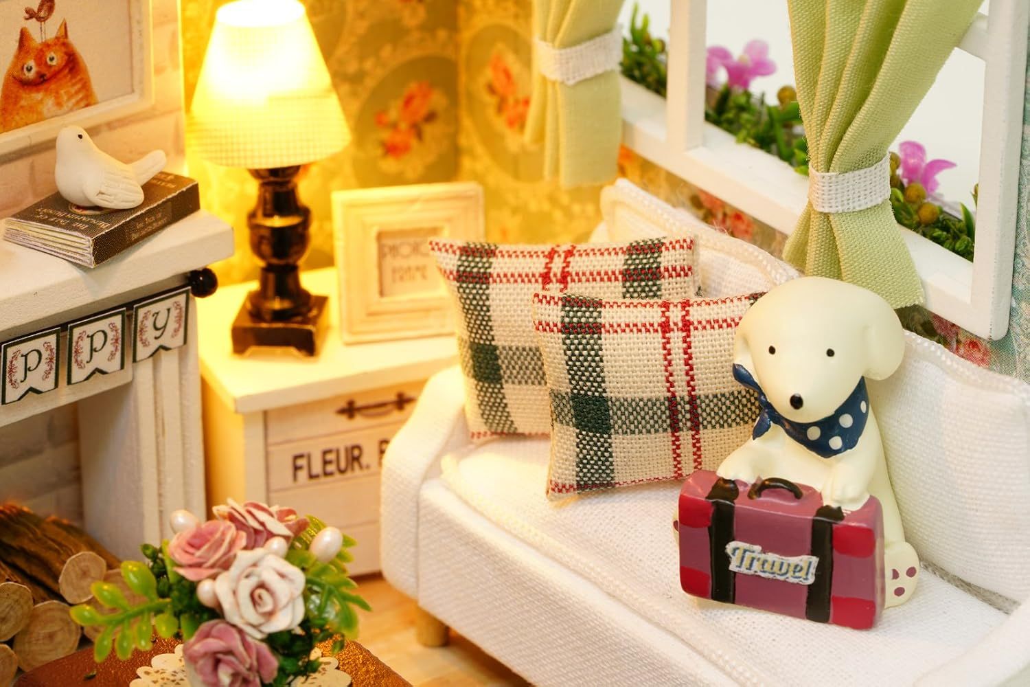 DIY Miniature House Kit with Furniture Retro Decor
