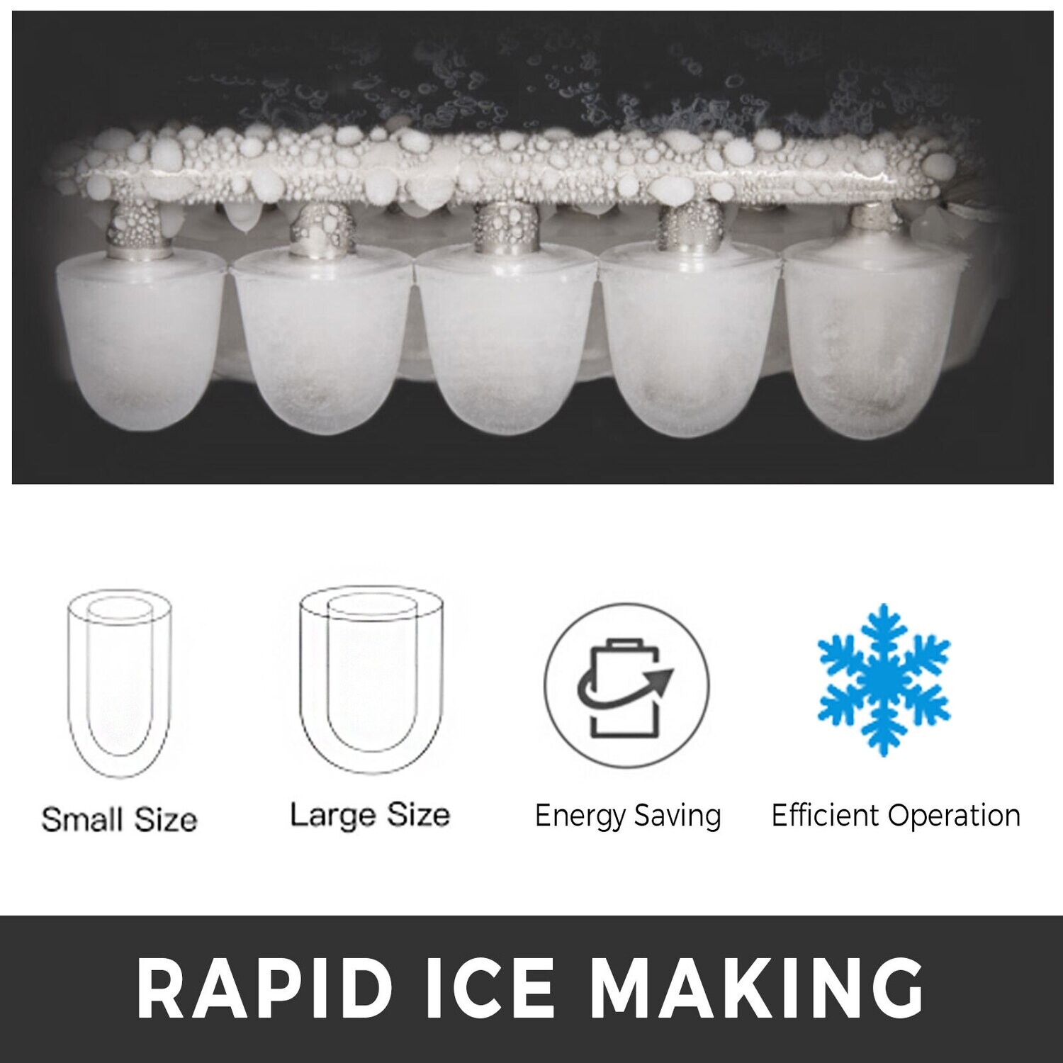 Countertop Portable Ice Maker with Ice Scoop, Bullet Ice, 12KG (26LB) Daily Production, Fast Ice Making Machine
