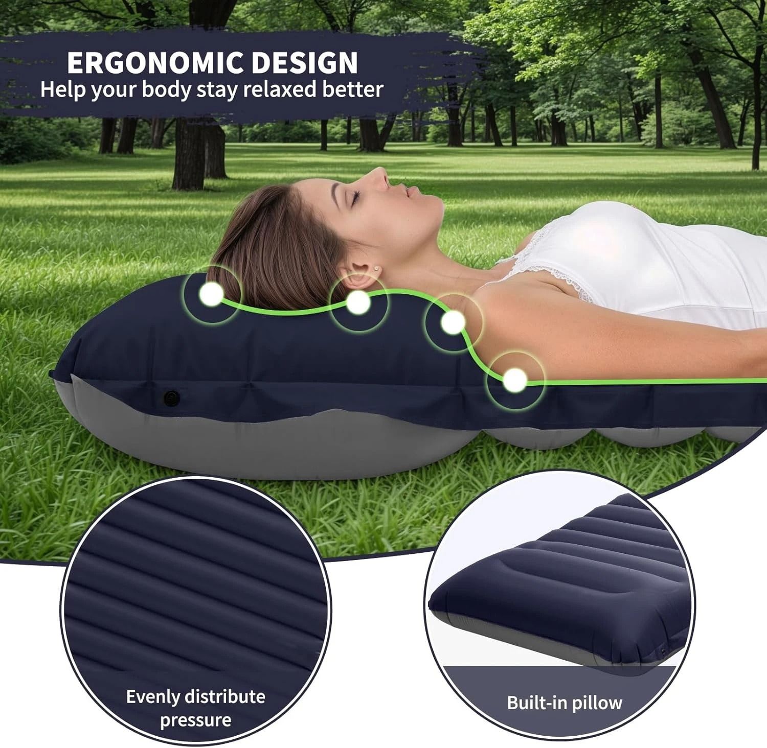 Portable, Foldable,  Inflatable Camping Mattress with Built-In Pump