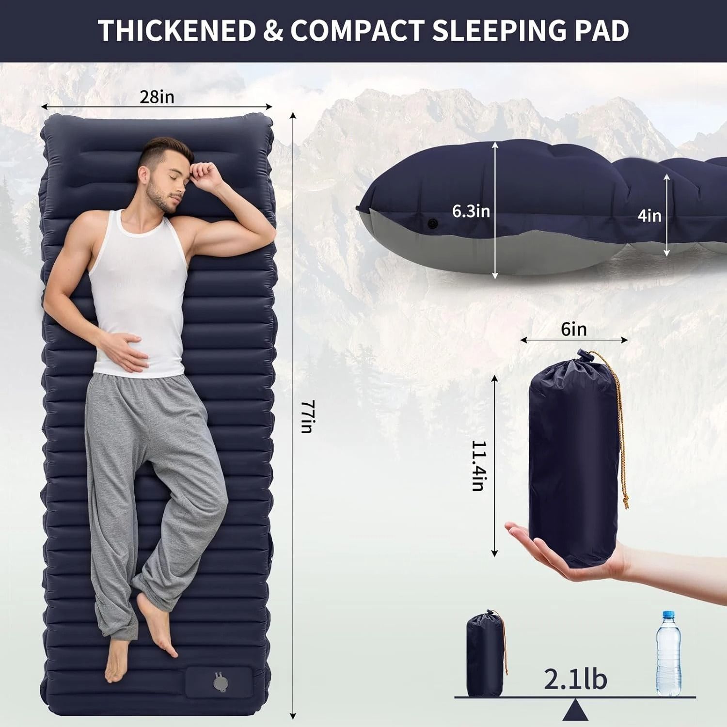 Portable, Foldable,  Inflatable Camping Mattress with Built-In Pump