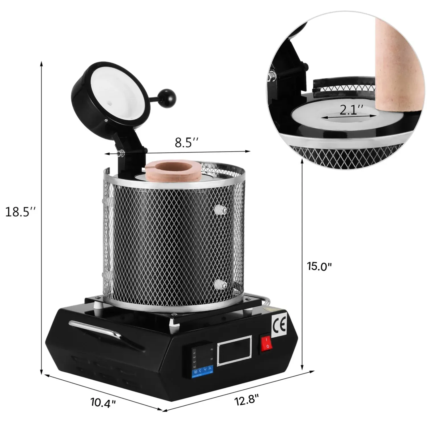 Gold Melting Furnace 1800W 1150°C Electric 1KG Crucible