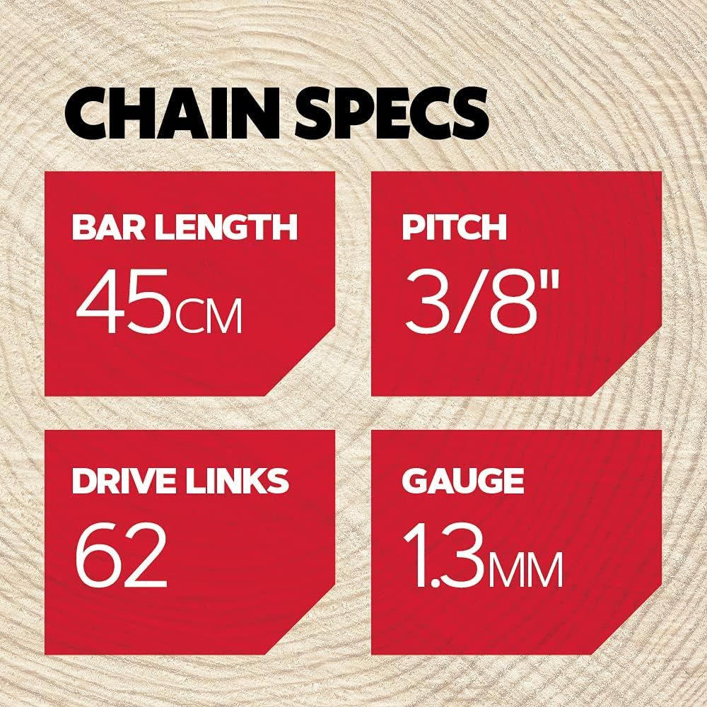 18 Inch Chainsaw Chain 62 Drive Links with Universal Sharpening Kit 3/8"