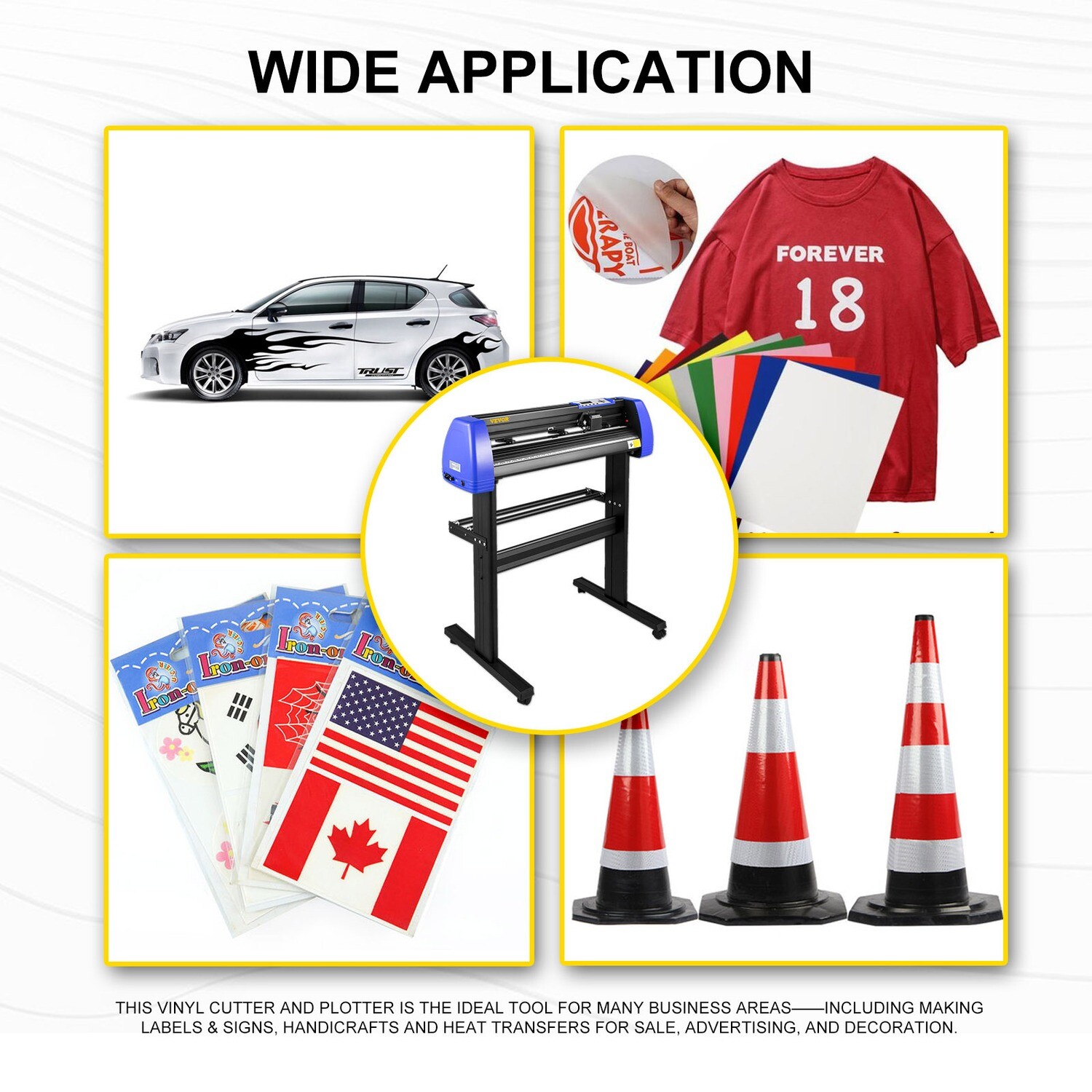 Vinyl Plotter Cutter Machine with Sturdy Floor Stand Adjustable Force and Speed for Sign Making