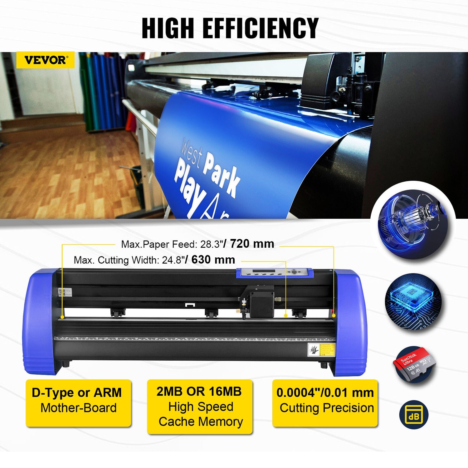 Vinyl Plotter Cutter Machine with Sturdy Floor Stand Adjustable Force and Speed for Sign Making