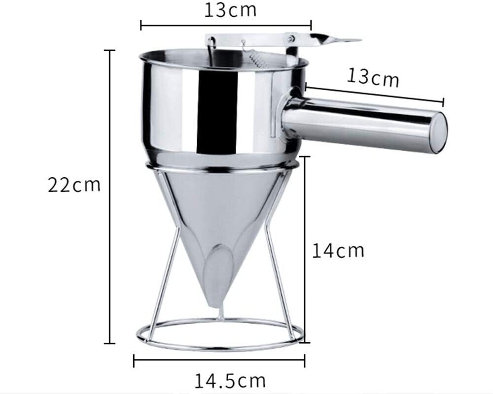 Professional Stainless Steel Pastry Funnel Dispenser with Stand – 1200ml