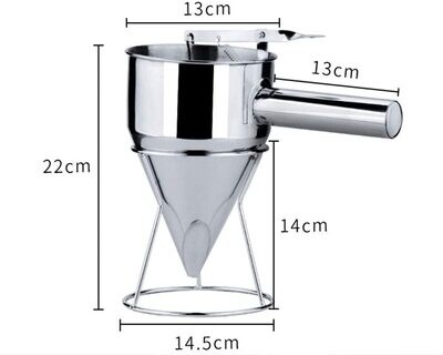 Professional Stainless Steel Pastry Funnel Dispenser with Stand – 1200ml