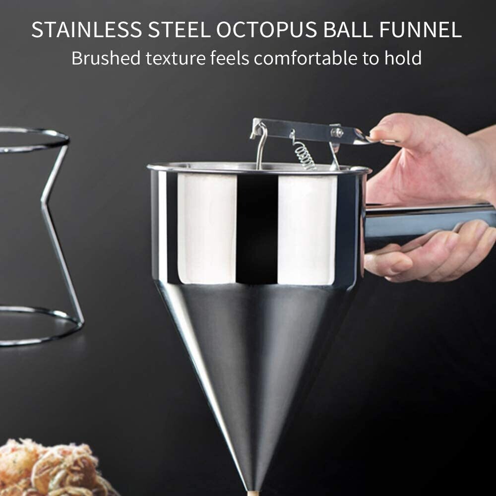 Professional Stainless Steel Pastry Funnel Dispenser with Stand – 1200ml