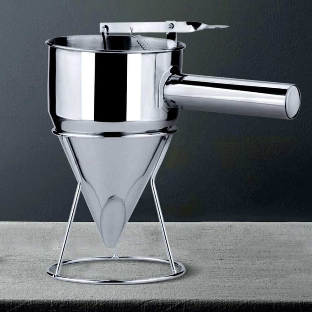 Professional Stainless Steel Pastry Funnel Dispenser with Stand – 1200ml