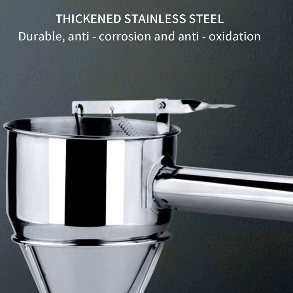 Professional Stainless Steel Pastry Funnel Dispenser with Stand – 1200ml