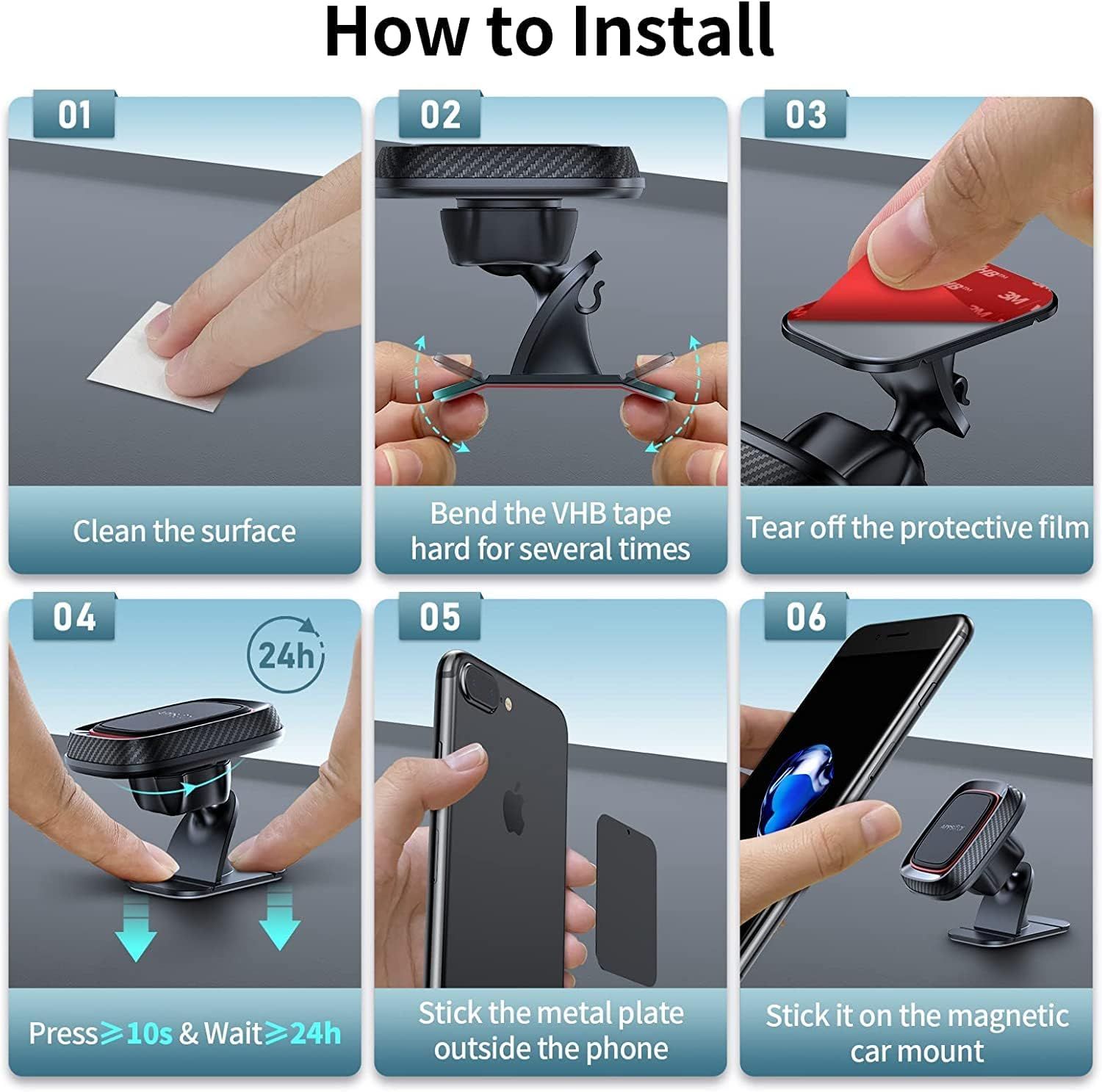 Magnetic Car Phone Mount Universal Dashboard