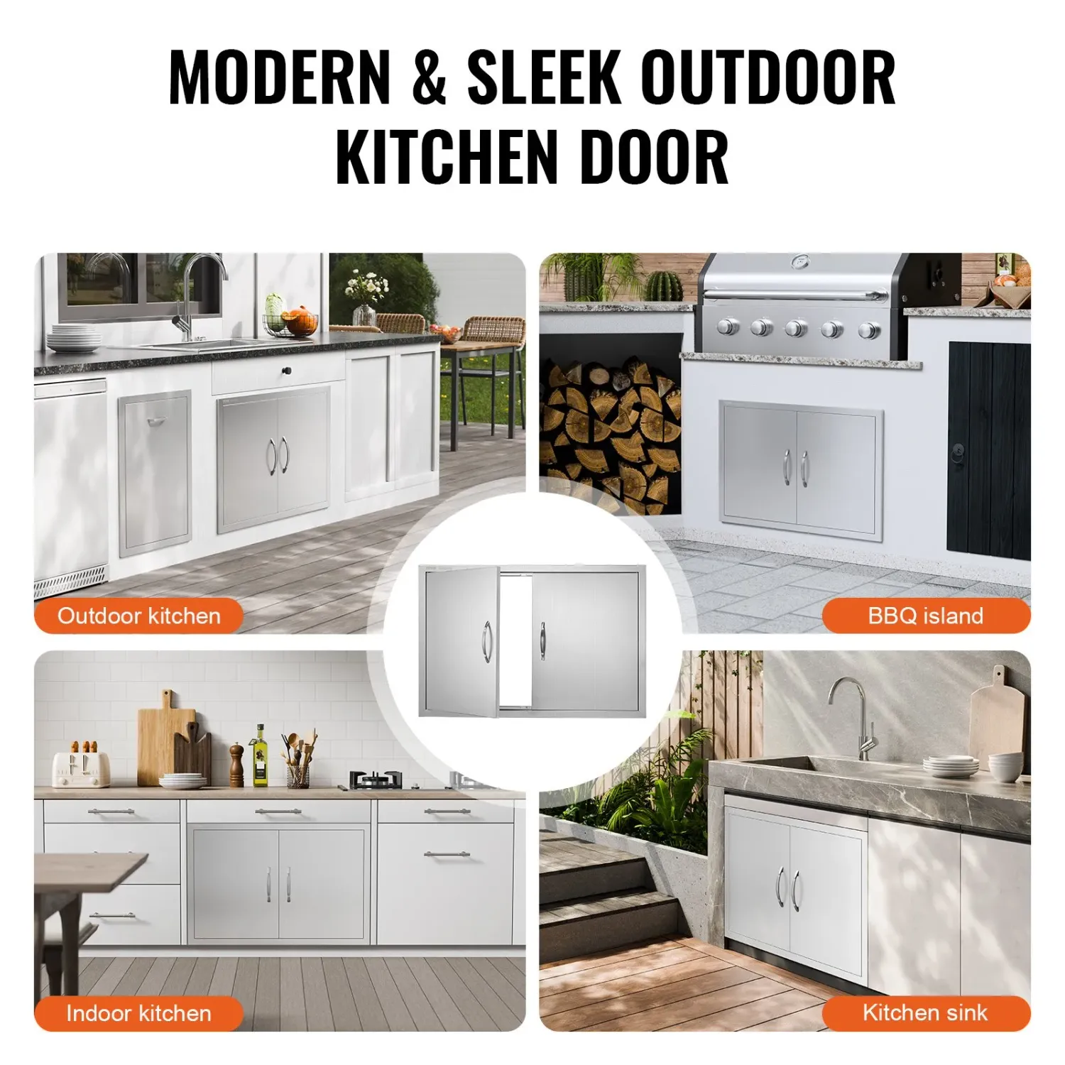 BBQ Access Door 838x558mm Stainless Steel Outdoor Kitchen Cabinet Door Flush Mount