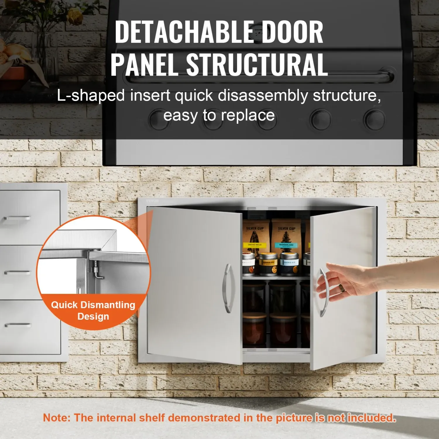 BBQ Access Door 838x558mm Stainless Steel Outdoor Kitchen Cabinet Door Flush Mount