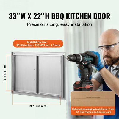 BBQ Access Door 838x558mm Stainless Steel Outdoor Kitchen Cabinet Door Flush Mount