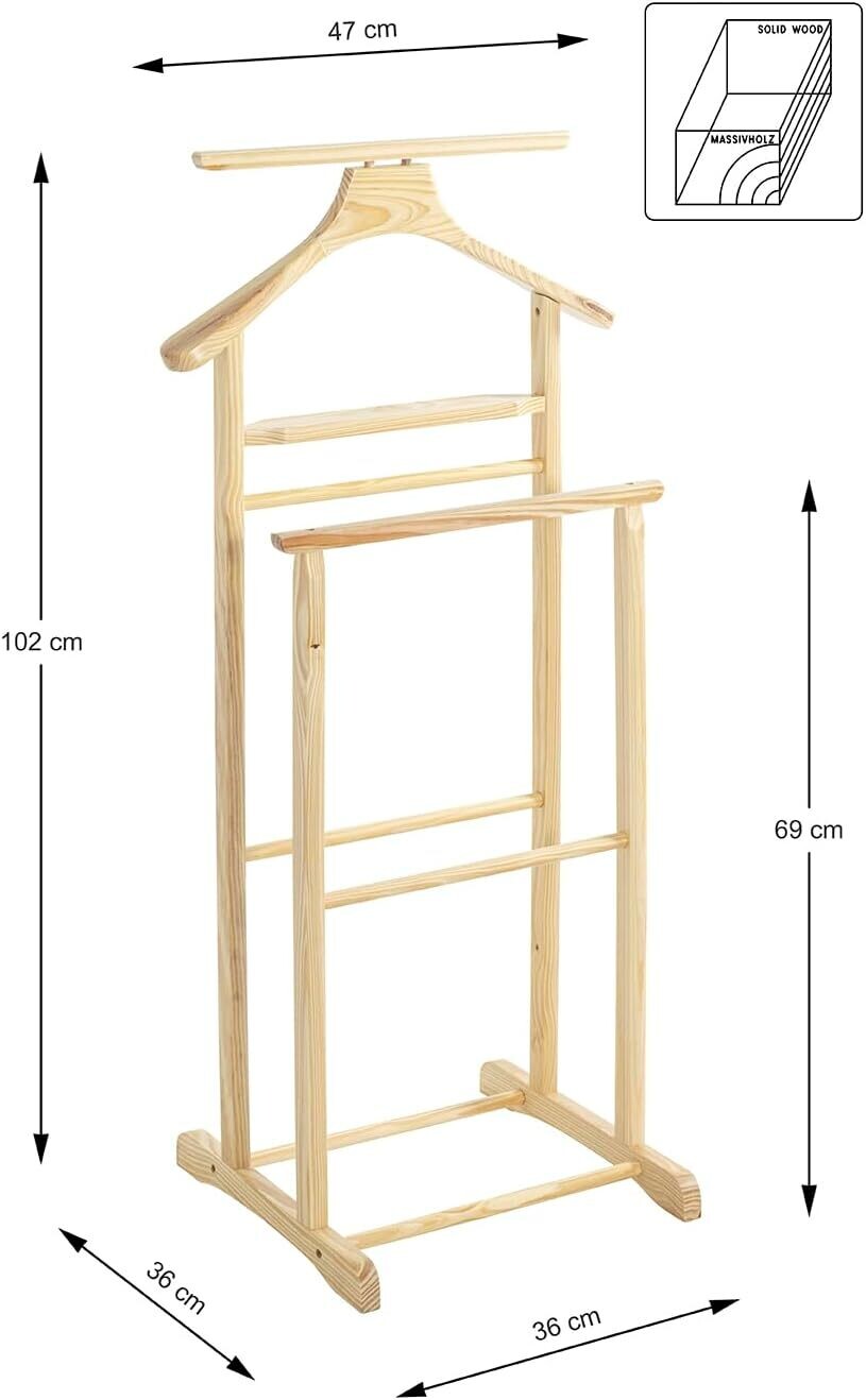 Multifunctional Valet stand with 2 Hangers or Hangers for Men's or Women's Clothes. Ideal for bedroom and dressing room