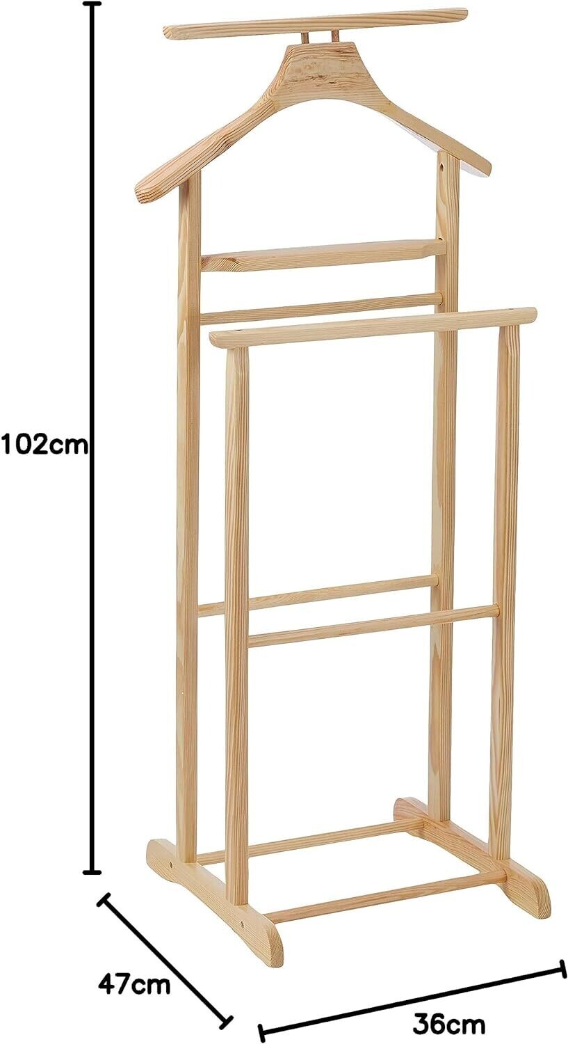 Multifunctional Valet stand with 2 Hangers or Hangers for Men's or Women's Clothes. Ideal for bedroom and dressing room
