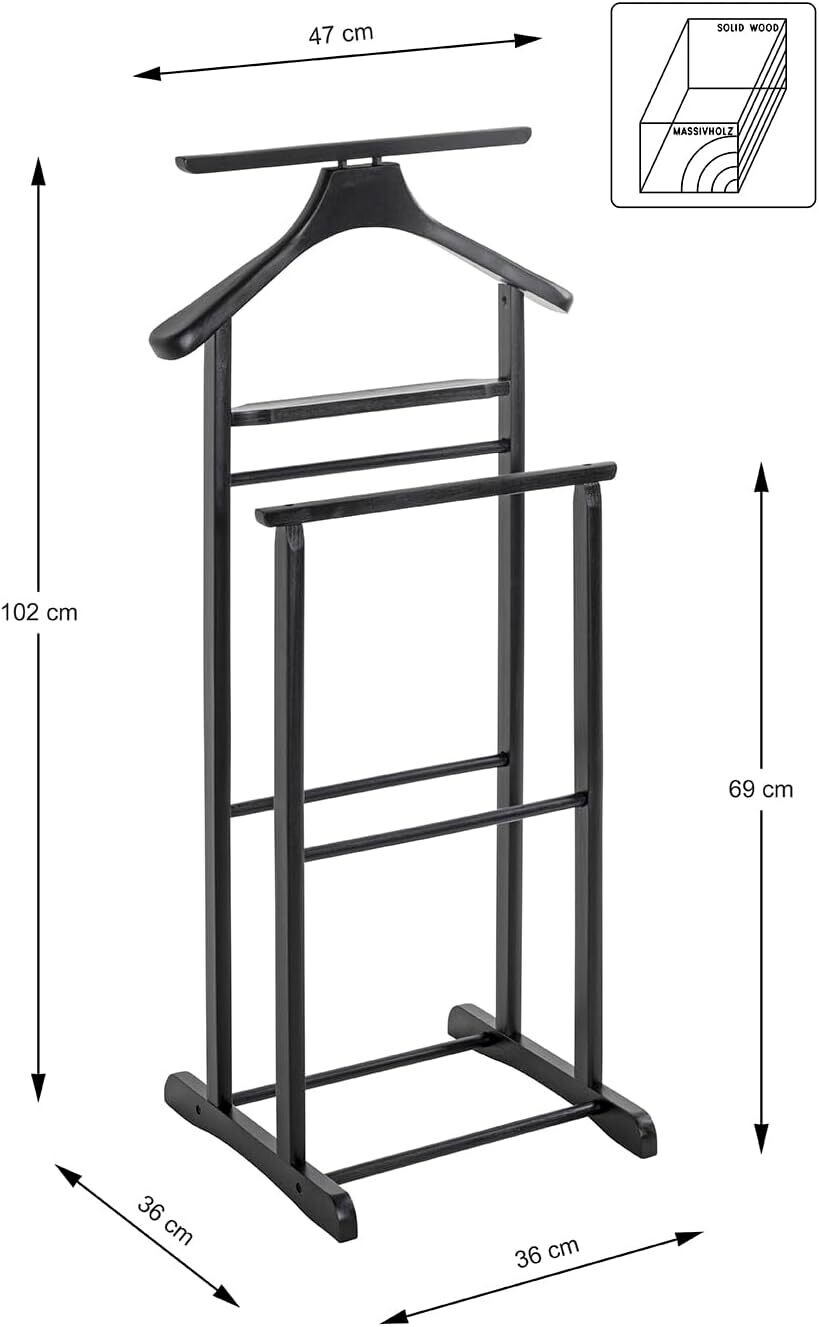 Multifunctional Valet stand with 2 Hangers or Hangers for Men's or Women's Clothes. Ideal for bedroom and dressing room