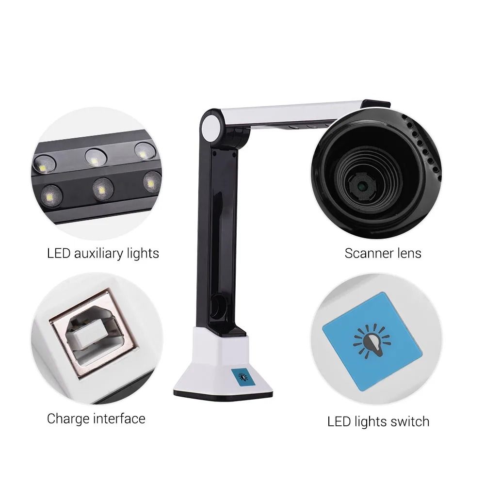 Portable A4 Book &amp; Document Scanner – 10MP HD Document Camera with Laser Pointer