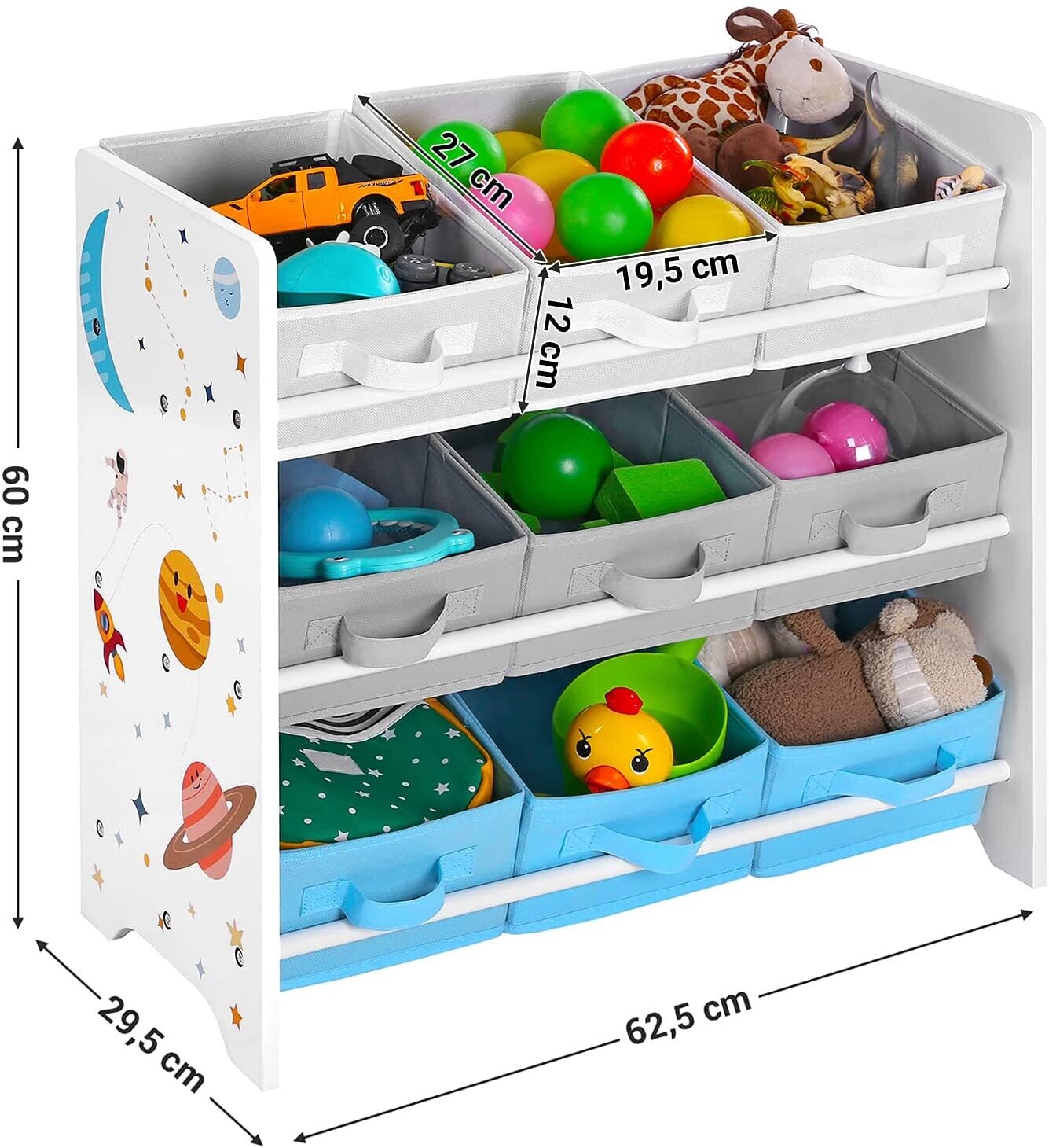 Kids Toy Organizer Bookcase with 9 Storage Bins, Multi-Compartment Shelf for Toys &amp; Books