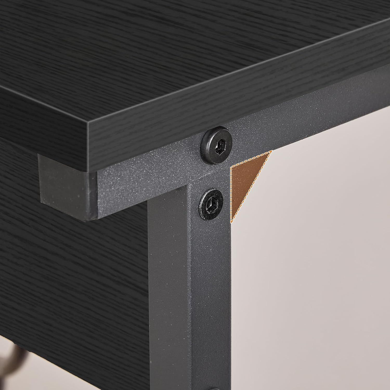 Black C-Shape Side Table with Charging Station, Height-Adjustable Sofa Table
