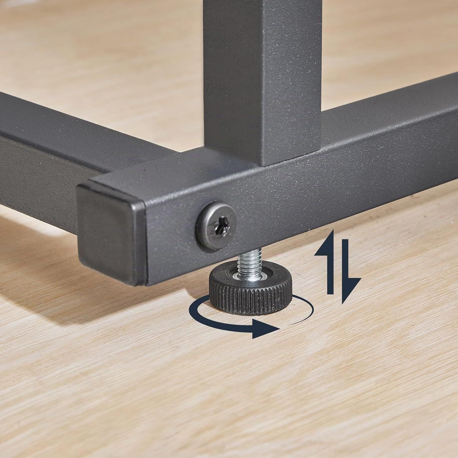 Black C-Shape Side Table with Charging Station, Height-Adjustable Sofa Table
