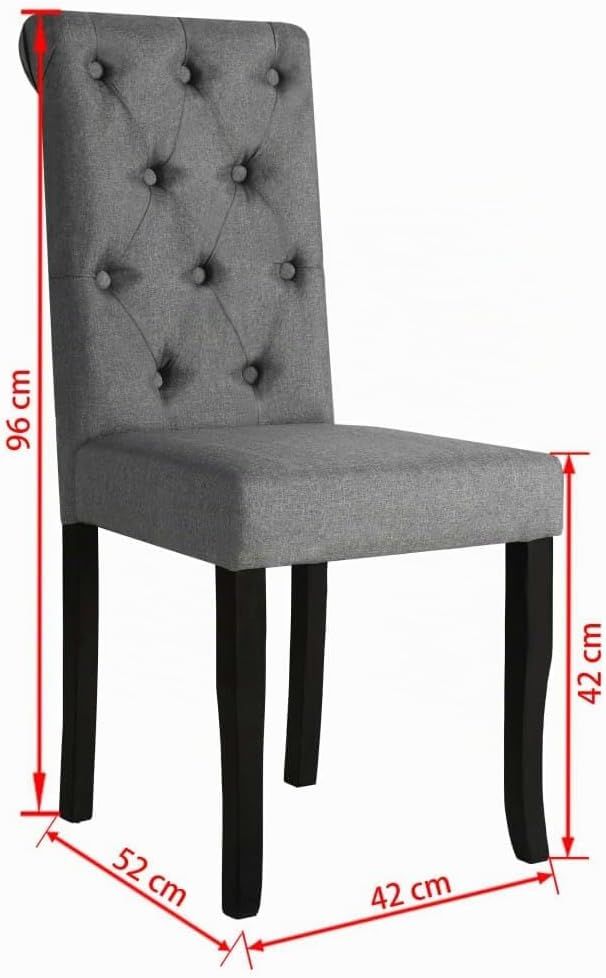 Set of 2 Dark Grey Fabric Dining Chairs – Solid Wood Frame