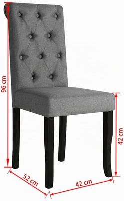 Set of 2 Dark Grey Fabric Dining Chairs – Solid Wood Frame
