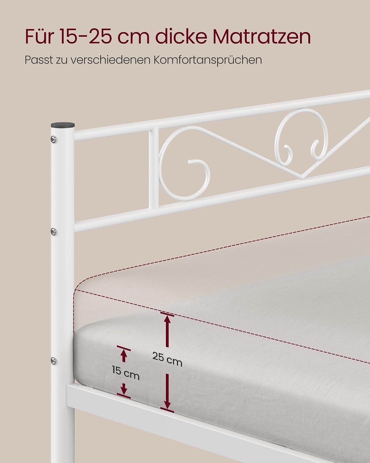 Single Bed Frame, 90 × 200 cm – Sturdy Single Bed with High Headboard &amp; Under-Bed Storage