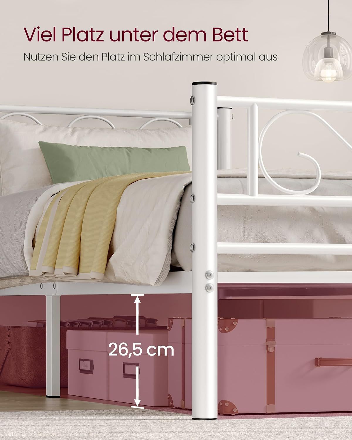 Single Bed Frame, 90 × 200 cm – Sturdy Single Bed with High Headboard &amp; Under-Bed Storage