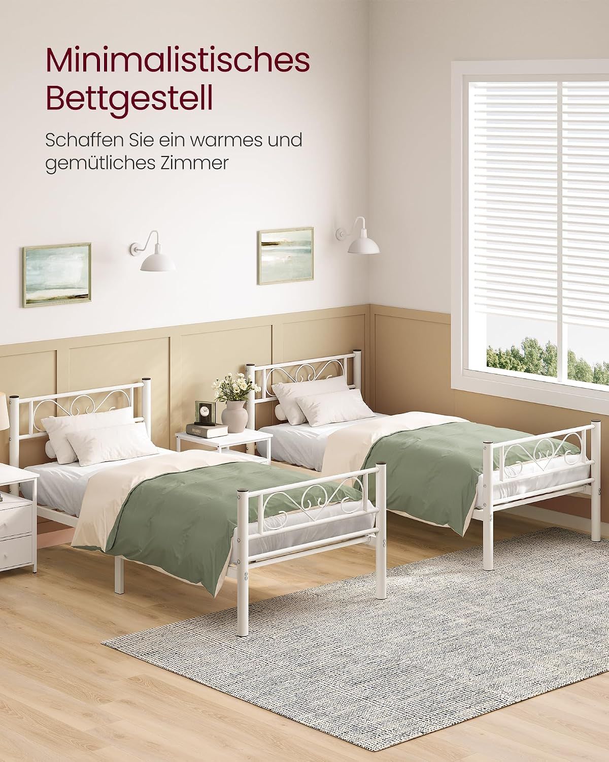 Single Bed Frame, 90 × 200 cm – Sturdy Single Bed with High Headboard &amp; Under-Bed Storage