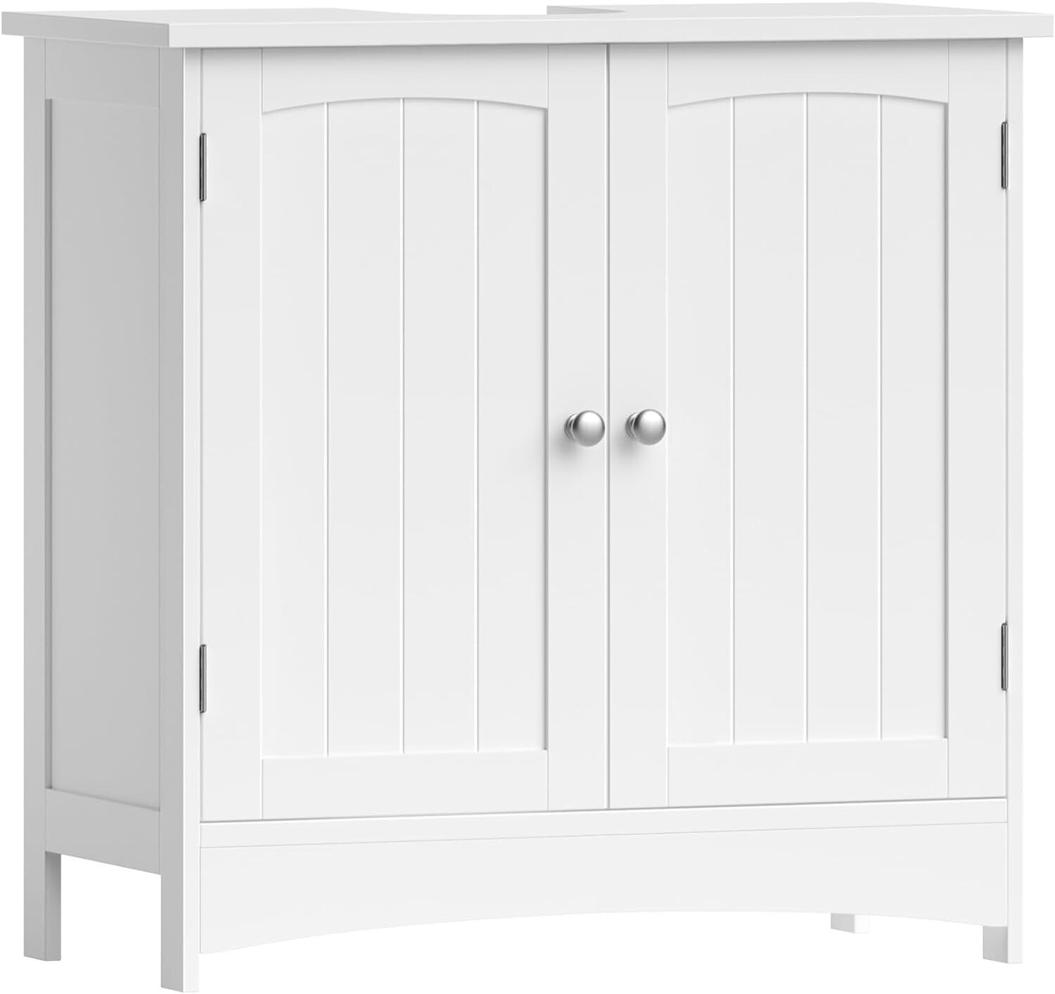Bathroom Sink Cabinet – White MDF Vanity Unit with 2 Doors &amp; Adjustable Shelf
