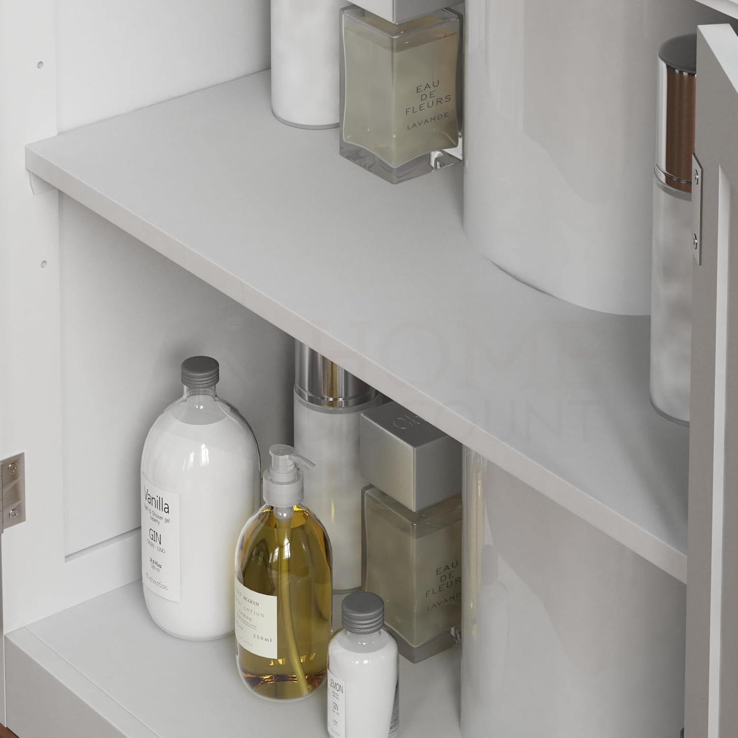 Bathroom Sink Cabinet – White MDF Vanity Unit with 2 Doors &amp; Adjustable Shelf