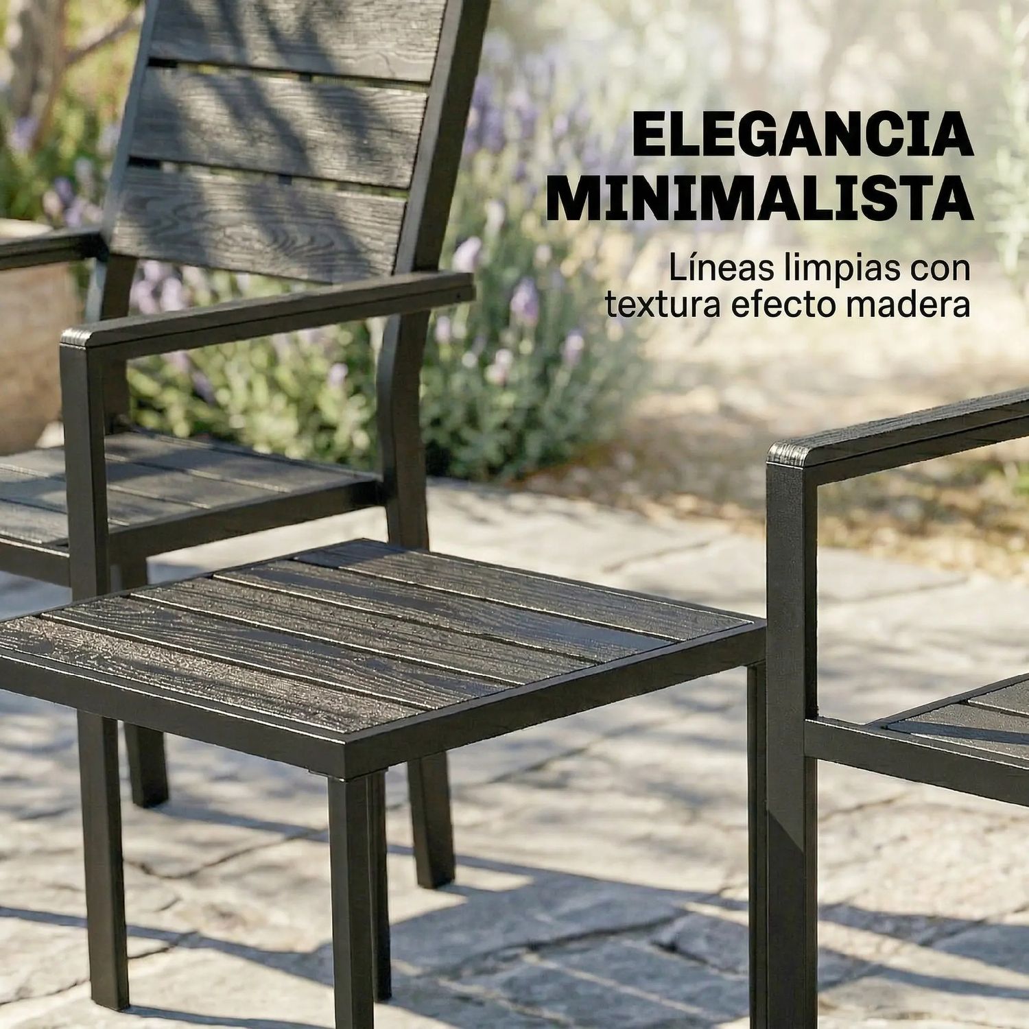 Set of 3-Piece Outdoor Bistro Set – 2 Chairs &amp; Side Table