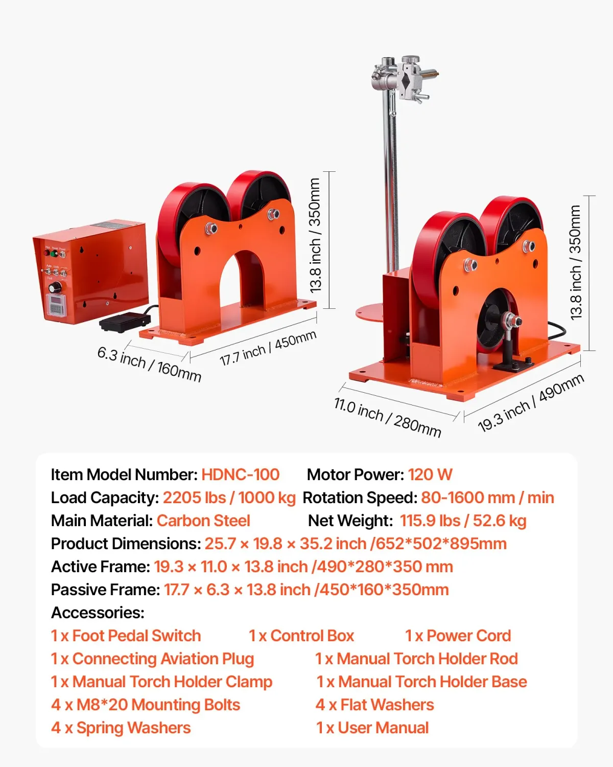 Roll Welding Turning Rolls – 1000 kg Heavy-Duty Pipe &amp; Tank Rotator