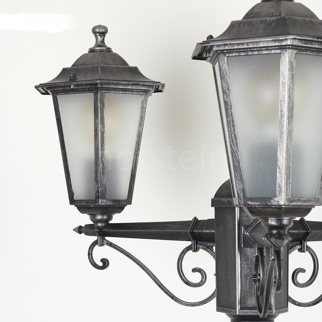 3 Light Outdoor Lamp Post Black Silver
