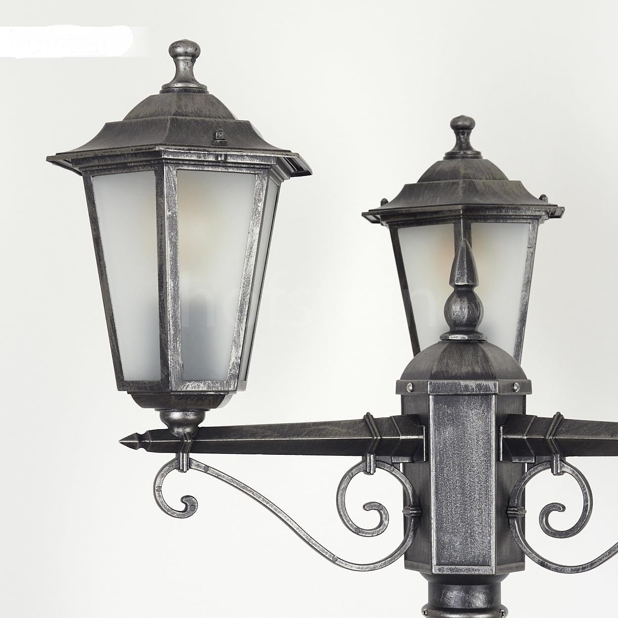 3 Light Outdoor Lamp Post Black Silver