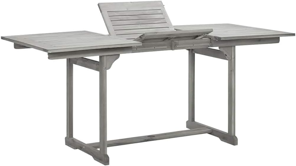 Expandable Solid Wood Patio Dining Table — Extendable 120–170 × 80 × 75 cm, Built-in Umbrella Hole, Outdoor Garden Furniture